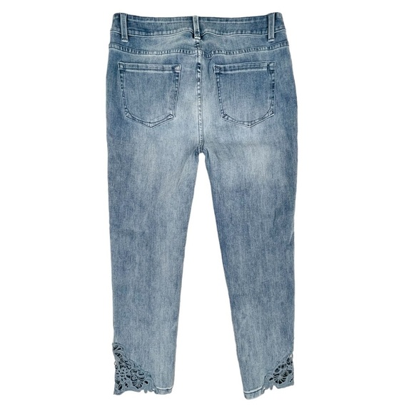 Soft Surroundings Jeans 8 PETITE Blue High Rise Stretch Lace Crochet Hem - Picture 7 of 14